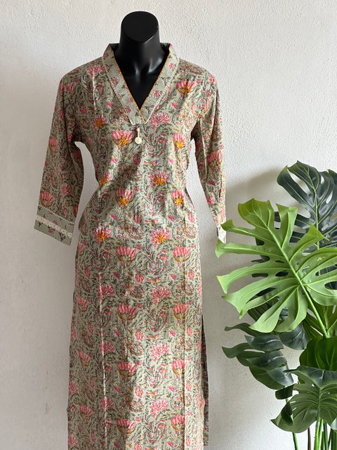 V Neck Printed kurta and pant