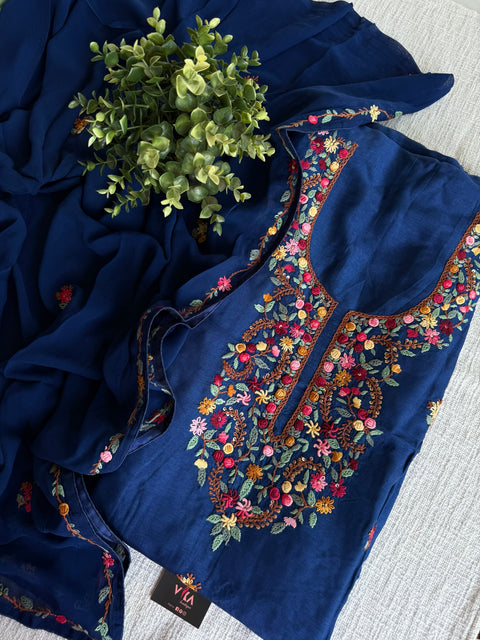 French knot hand emb salwar suit material