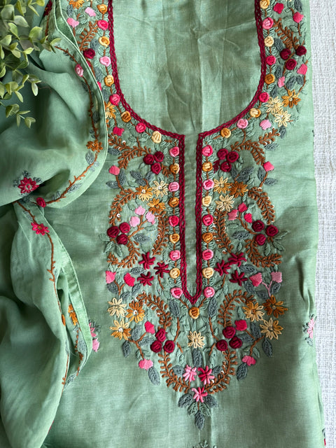 French knot hand emb salwar suit material