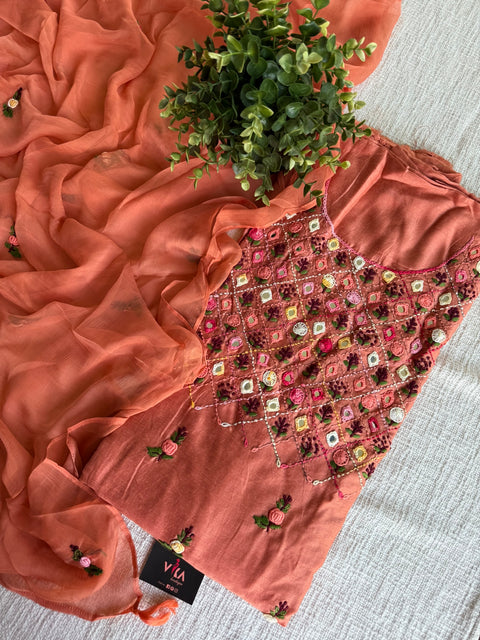 Mirror emb salwar suit material
