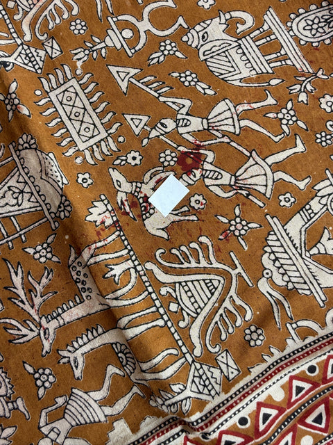 Damaged Kalamkari printed silk dupatta