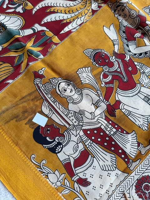 Damaged Kalamkari printed silk dupatta