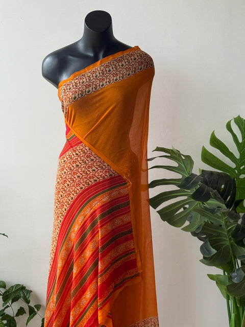 Floral printed georgette saree