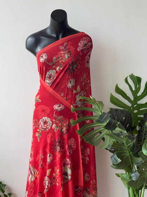 Floral printed georgette saree