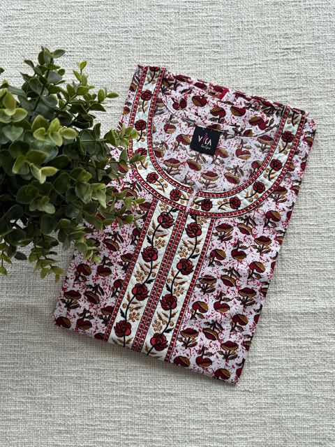 L size Printed/Embroidery Cotton Nighty