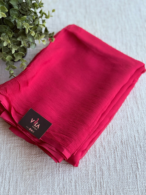 Plain pure chiffon saree - Hot pink