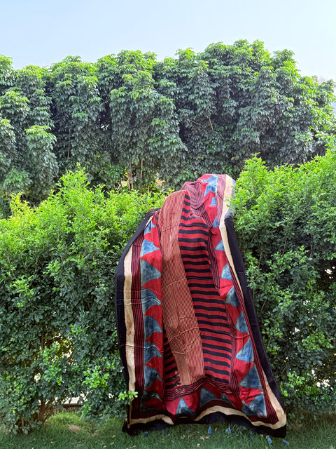 Ajrakh printed modal silk Dupatta