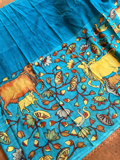 Pen kalamkari assam silk saree