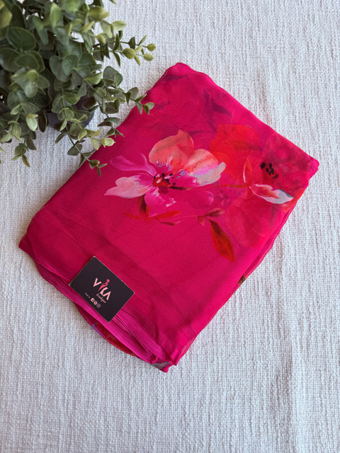 Floral printed pure chiffon saree