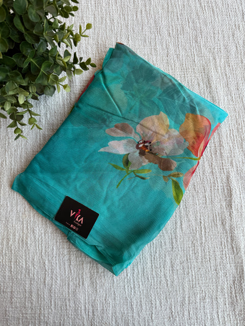 Floral printed pure chiffon saree