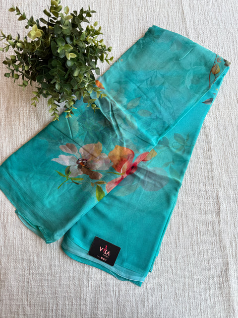 Floral printed pure chiffon saree