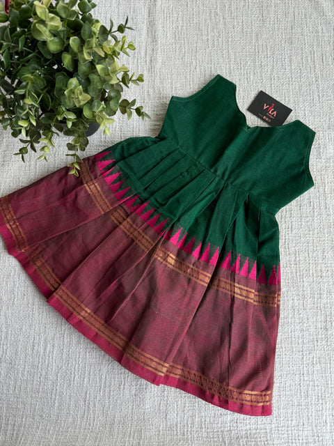 Dark green cotton kids frock
