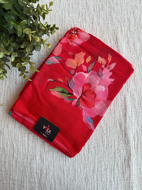 Digital printed chinnon silk saree