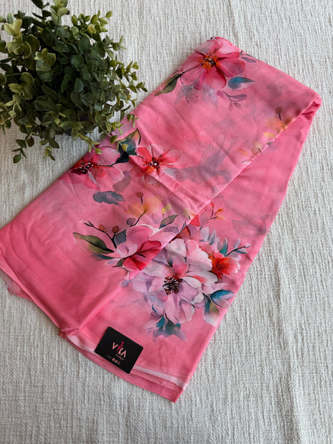 Digital printed chinnon silk saree