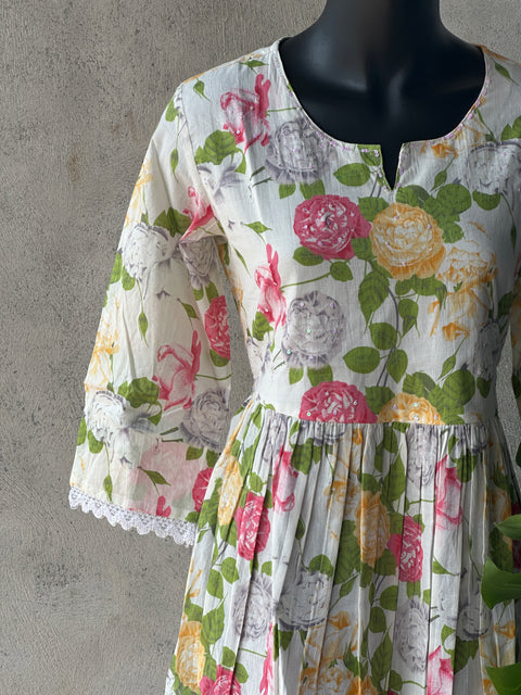 Floral printed cotton Frock