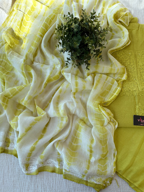 Green mul chanderi salwar suit material
