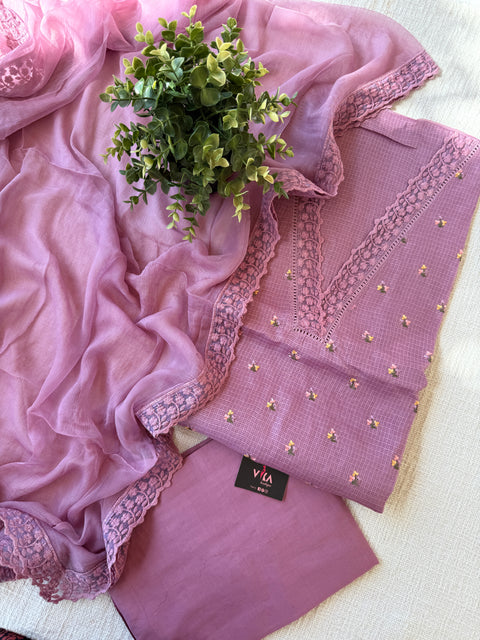V lace kota cotton salwar suit material