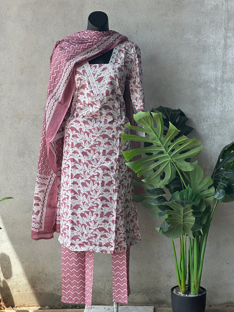 Printed cotton ready suit set