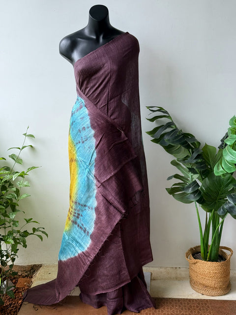 Brown matka silk saree