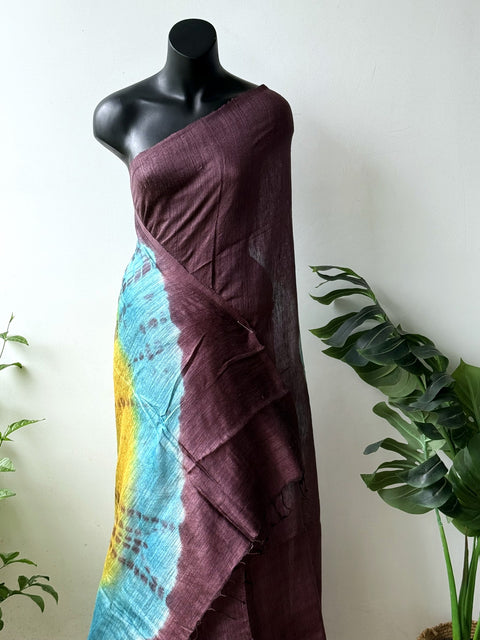 Brown matka silk saree