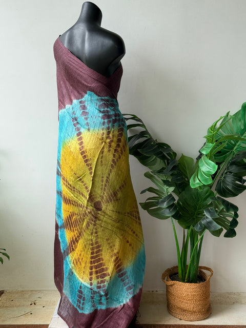 Brown matka silk saree
