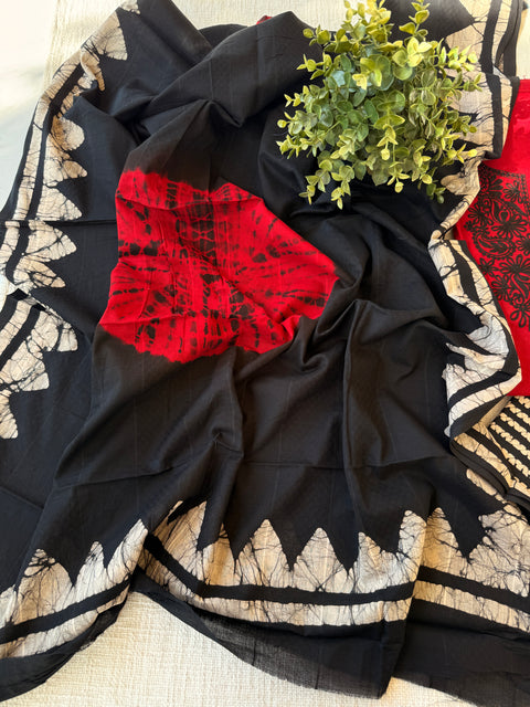 Red and black cotton salwar suit material