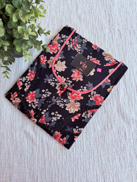 L size printed cotton nighty