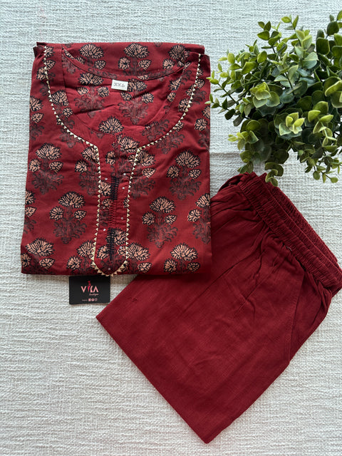 printed cotton ready kurti pant set