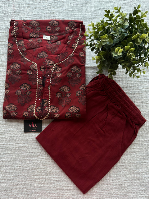 printed cotton ready kurti pant set