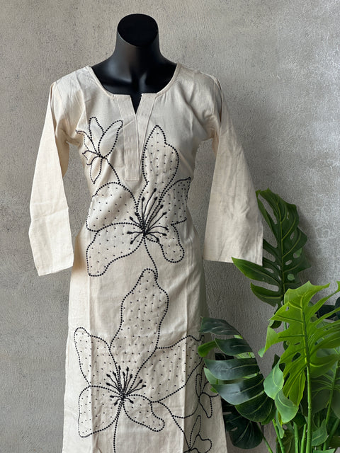 Sequins Embroidery cotton kurta pant