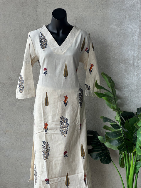 Hand Block printed cotton kurta pant