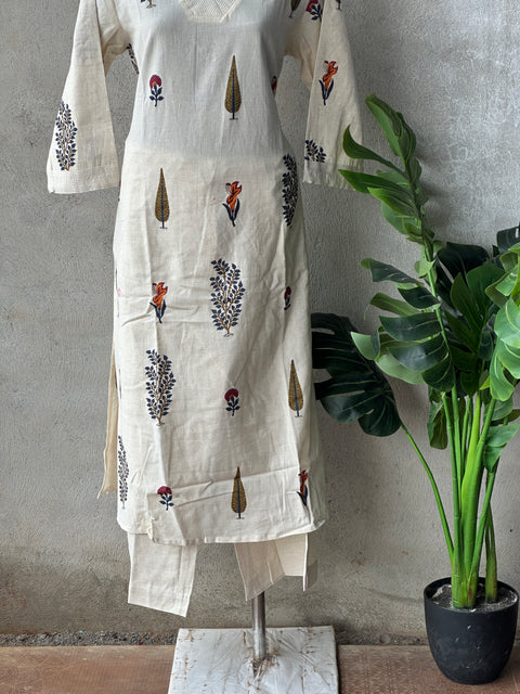 Hand Block printed cotton kurta pant