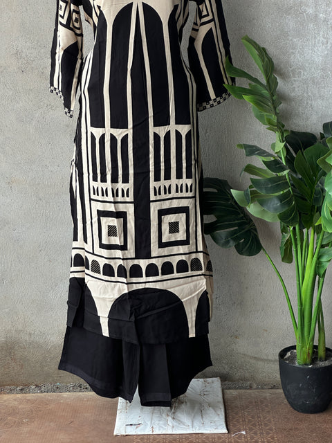 Printed muslin kurta palazzo pant set