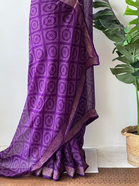 Printed marble chiffon saree