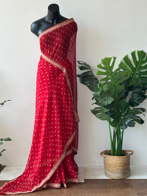 Printed marble chiffon saree