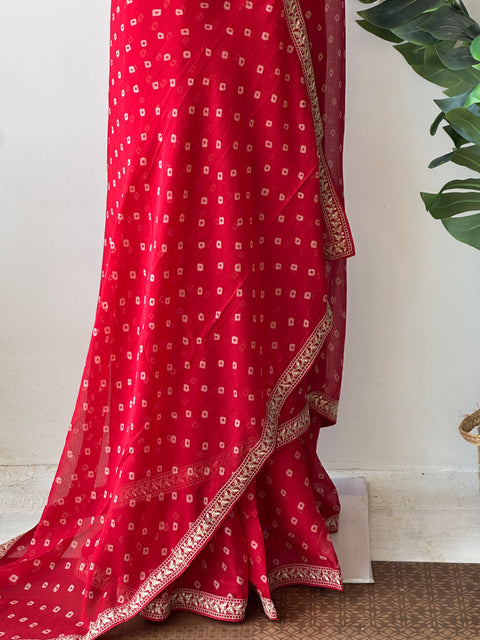 Printed marble chiffon saree