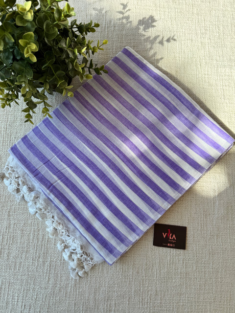 Self striped handloom cotton saree
