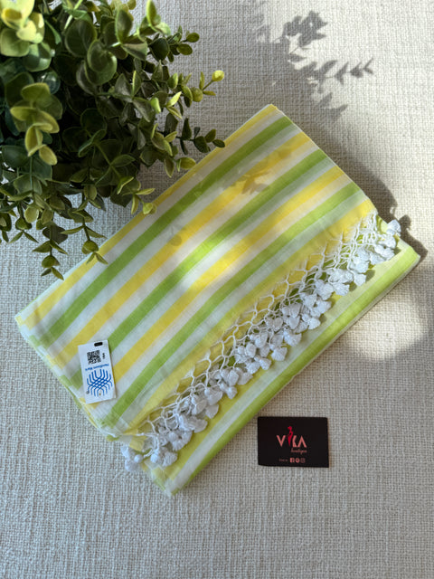 Self striped handloom cotton saree