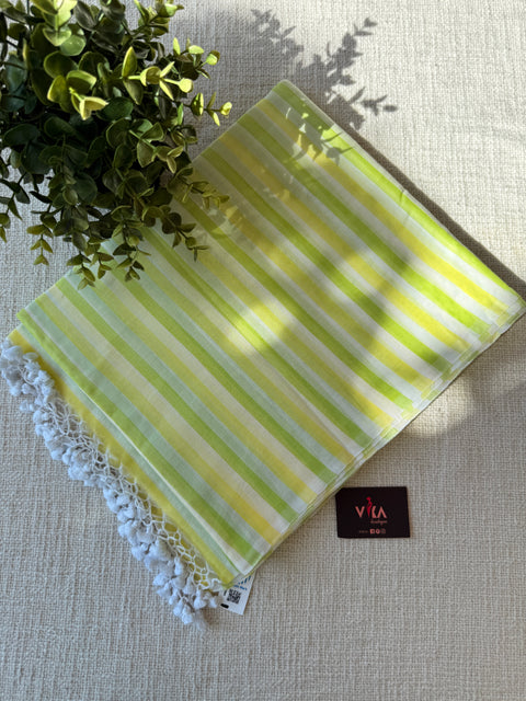 Self striped handloom cotton saree