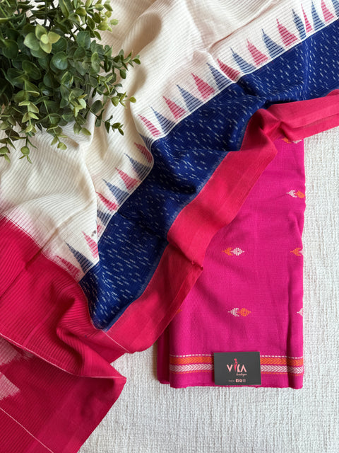 Cotton suit set with ikat dupatta