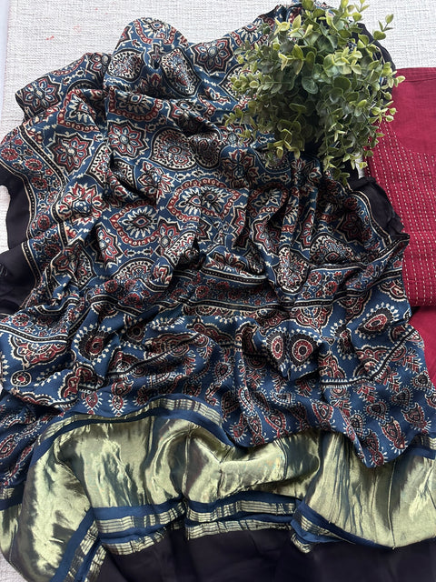 Ajrak modal dupatta suit material