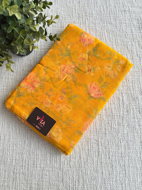 Floral Printed pure chiffon saree