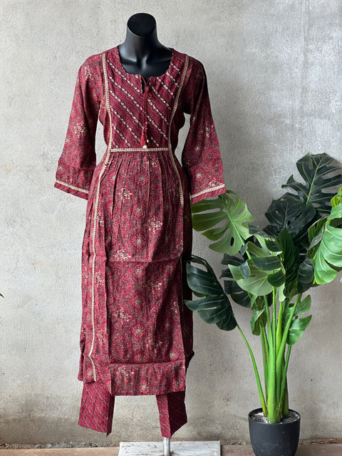 Printed modal silk kurta pant