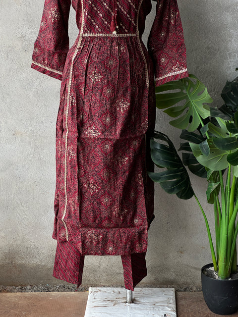 Printed modal silk kurta pant