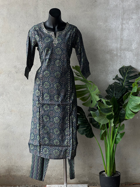 Printed modal silk kurta pant