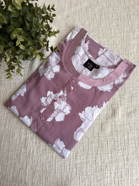 M size printed viscose cotton nighty