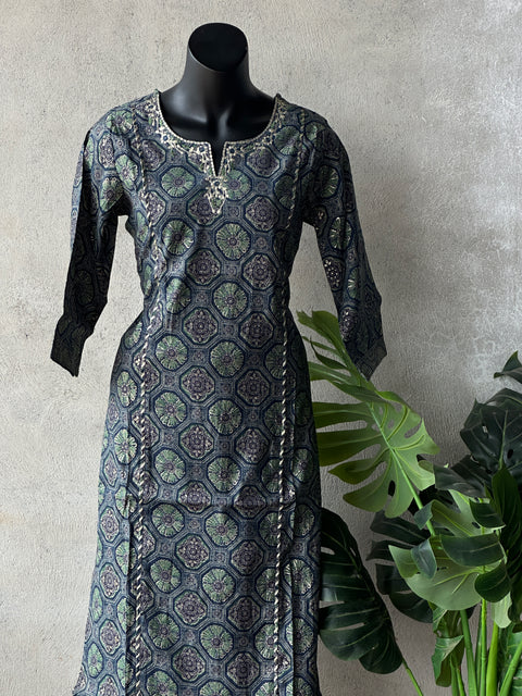 Printed modal silk kurta pant