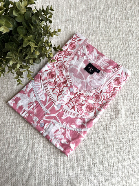 L size printed cotton nighty