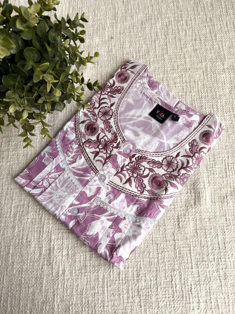 L size printed cotton nighty
