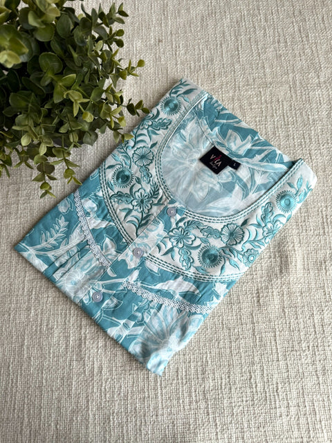 L size printed cotton nighty